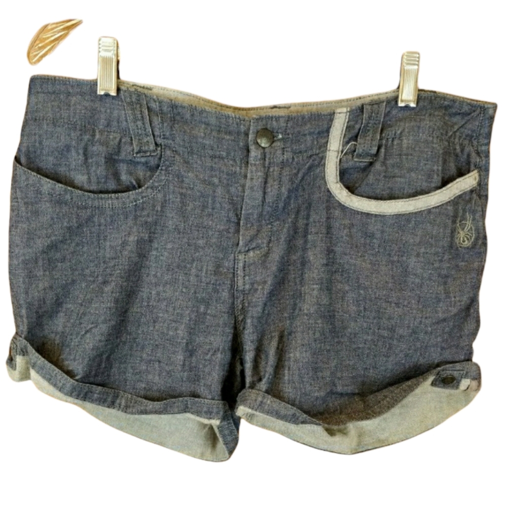 Spyder Widow Chambray Cuffed Hiking Outdoor Walking Shorts LG